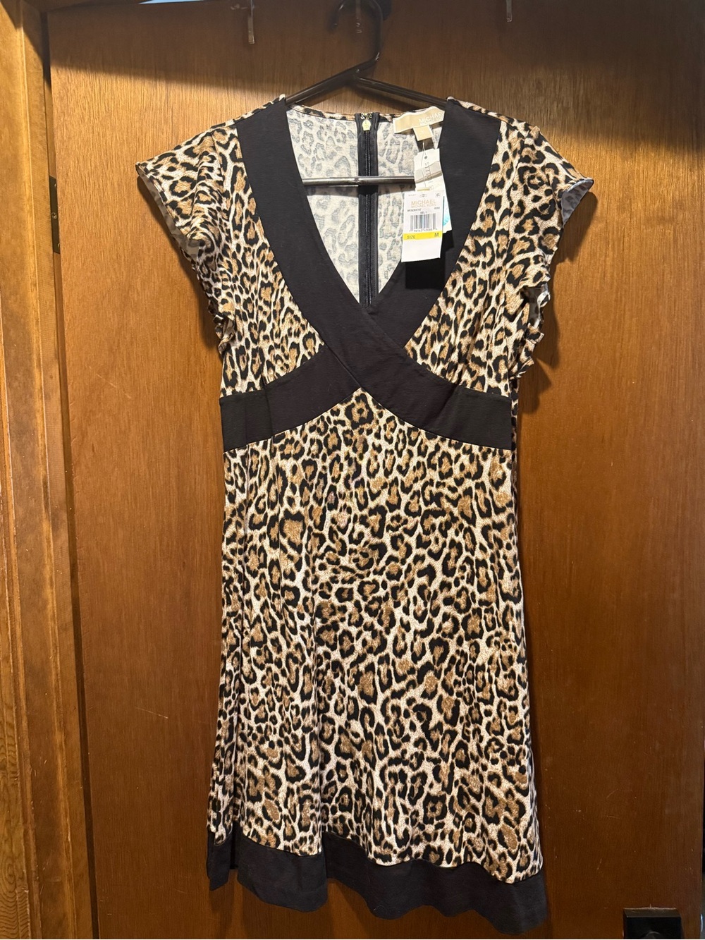 NWT Michael Kors Leopard Print Dress Black Size M Style MF98ZMX7H7
